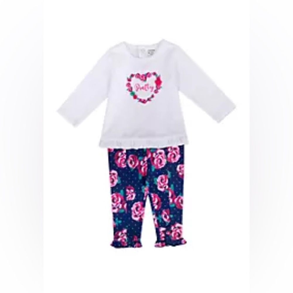 New Crown & Ivy Baby Girls Floral Pant and Tunic Set
